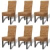 Rattan Woven Dining Chairs 6 pcs Abaca Brown