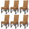 Rattan Woven Dining Chairs 6 pcs Abaca Brown