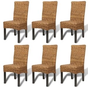 Rattan Woven Dining Chairs 6 pcs Abaca Brown
