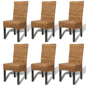Rattan Woven Dining Chairs 6 pcs Abaca Brown