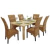 Rattan Woven Dining Chairs 6 pcs Abaca Brown