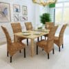 Rattan Woven Dining Chairs 6 pcs Abaca Brown