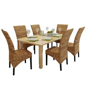 Rattan Woven Dining Chairs 6 pcs Abaca Brown