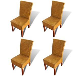 Set of 4 Handwoven Rattan Dining Chairs
