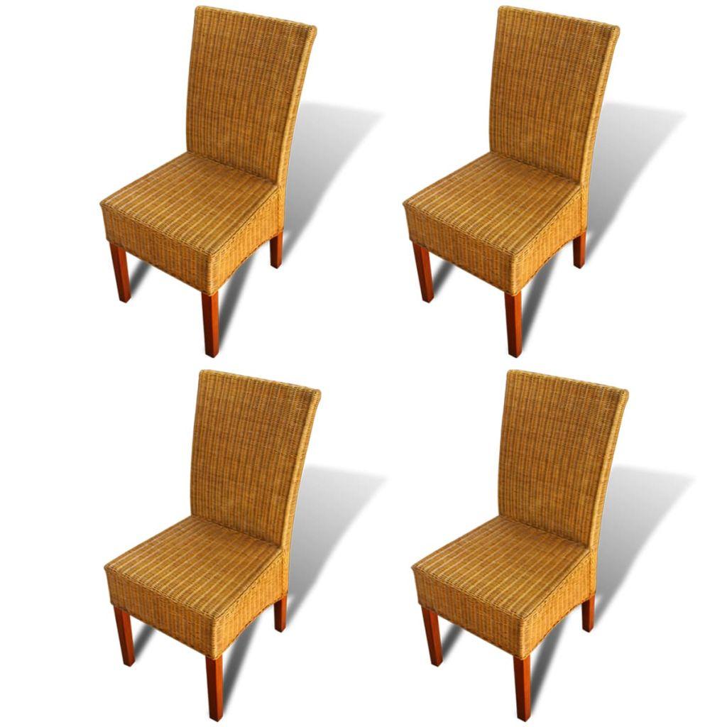 Set of 4 Handwoven Rattan Dining Chairs