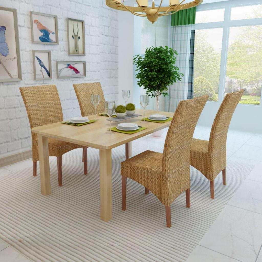 Set of 4 Handwoven Rattan Dining Chairs