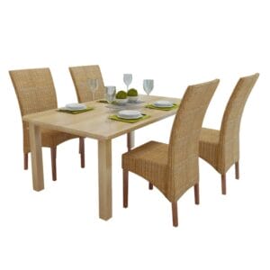 Set of 4 Handwoven Rattan Dining Chairs