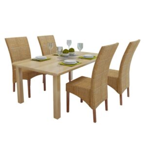 Set of 4 Handwoven Rattan Dining Chairs