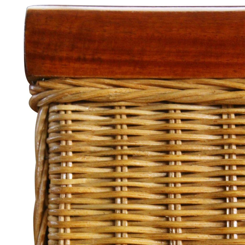 Set of 6 Handwoven Rattan Dining Chairs with Wooden Strip