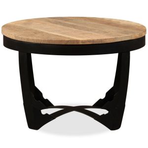 Side Table Solid Rough Mango Wood 60X40 Cm