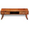 Solid Sheesham Wood TV Cabinet Sideboard 2 Drawers Vintage 40 cm
