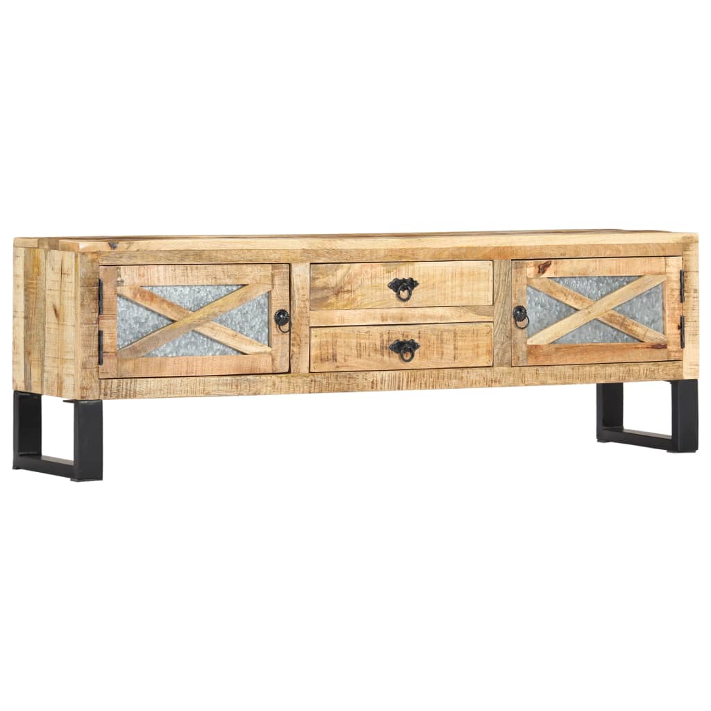 Vintage Light Mango TV Unit Rustic Solid Wood 140cm