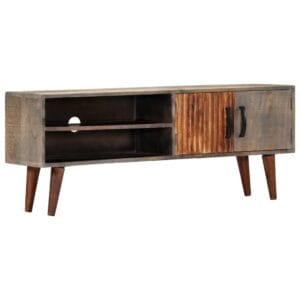Retro Chic TV Cabinet Grey 115x30x46 cm Solid Rough Mango Wood