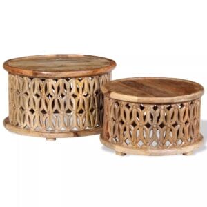 Two Piece Coffee Table Set Solid Mango Wood
