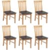 274364 Dining Chairs 6 pcs Solid Oak Wood and Faux Leather (243546+243547)