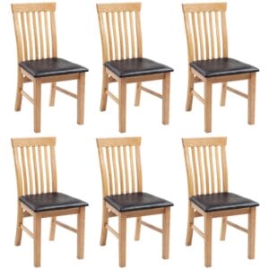 274364 Dining Chairs 6 pcs Solid Oak Wood and Faux Leather (243546+243547)