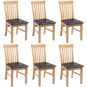 274364 Dining Chairs 6 pcs Solid Oak Wood and Faux Leather (243546+243547)