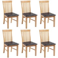 274364 Dining Chairs 6 pcs Solid Oak Wood and Faux Leather (243546+243547)