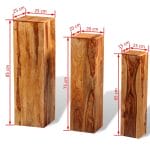 3 Piece Plant Stands Solid Sheesham Wood Brown 6