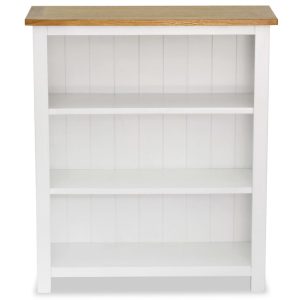 Colonial Painted White 3 Shelf Bookcase Solid Oak Wood Top