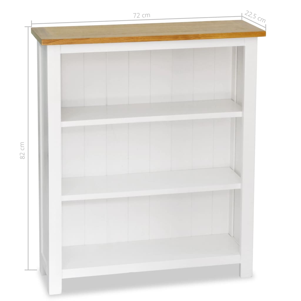 3-Tier Bookcase 72x22,5x82 cm Solid Oak Wood