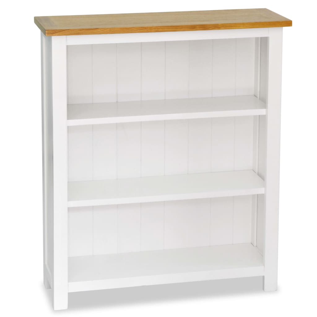 Colonial Painted White 3 Shelf Bookcase Solid Oak Wood Top