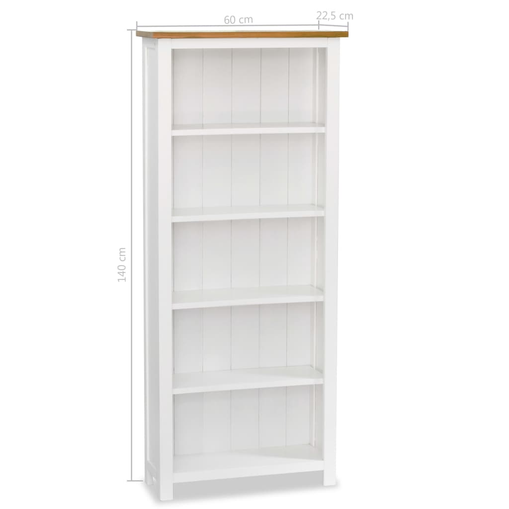 5-Tier Bookcase 60x22.5x140 cm Solid Oak Wood