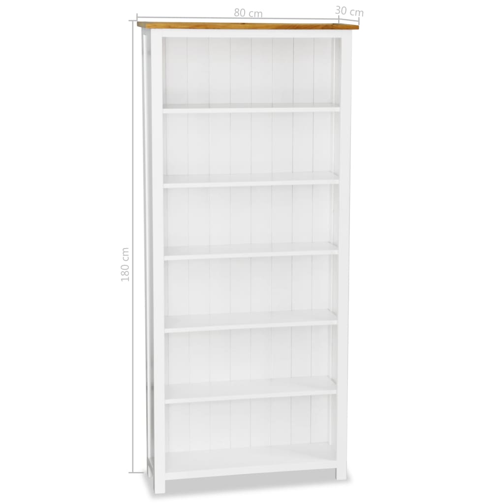 6-Tier Bookcase 80x30x180 cm Solid Oak Wood