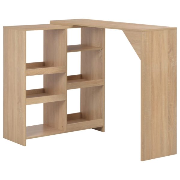 Bar Table with Moveable Shelf Oak 138x40x120 cm