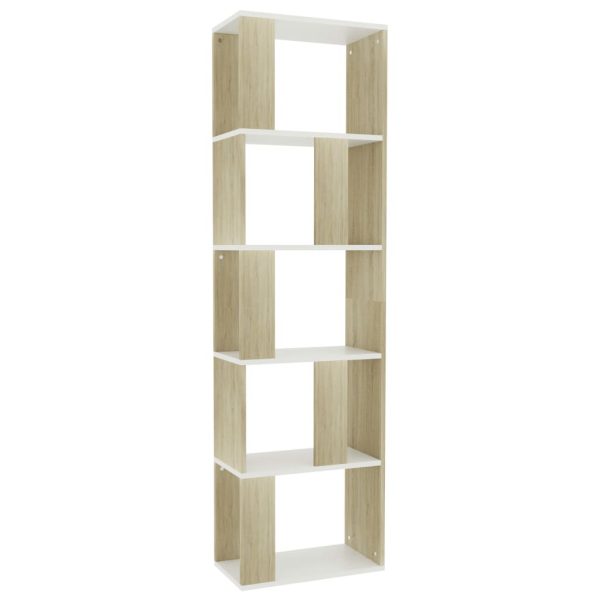 Book Cabinet/Room Divider White And Sonoma Oak 45X24X159 Cm Chipboard