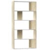 Book Cabinet/Room Divider White and Sonoma Oak 80x24x159 cm Chipboard