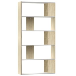Book Cabinet/Room Divider White and Sonoma Oak 80x24x159 cm Chipboard