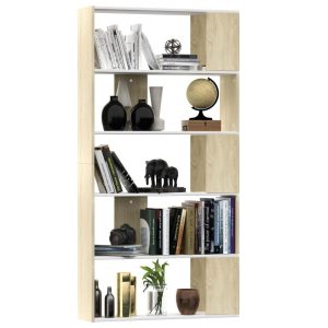 Book Cabinet/Room Divider White and Sonoma Oak 80x24x159 cm Chipboard