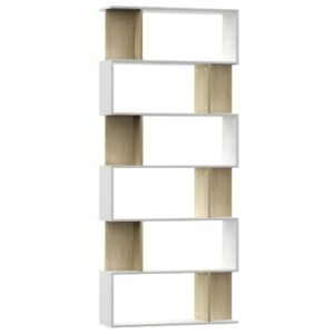 Book Cabinet/Room Divider White and Sonoma Oak 80x24x192 cm Chipboard