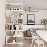 Book Cabinet/Room Divider White and Sonoma Oak 80x24x192 cm Chipboard 4