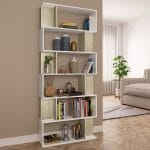 Book Cabinet/Room Divider White and Sonoma Oak 80x24x192 cm Chipboard 1