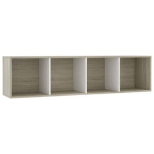 Book Cabinet/TV Cabinet White and Sonoma Oak 143x30x36 cm