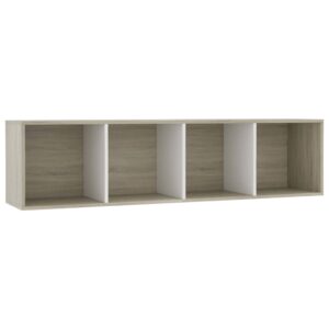 Book Cabinet/TV Cabinet White and Sonoma Oak 143x30x36 cm