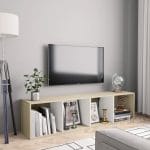 Book Cabinet/TV Cabinet White and Sonoma Oak 143x30x36 cm 1
