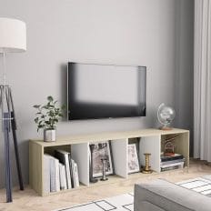 Book Cabinet/TV Cabinet White and Sonoma Oak 143x30x36 cm