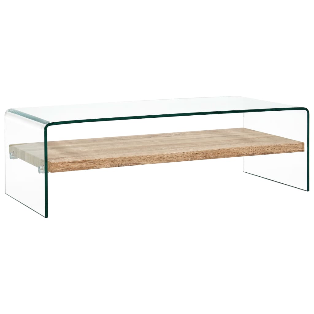Tempered Glass Long Coffee Table Clear 98x45x31cm