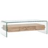 Tempered Glass Long Coffee Table with Drawer 98x45x31cm
