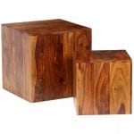 Coffee Table Set 2 Pieces Solid Sheesham Wood 40x40x40 cm 3