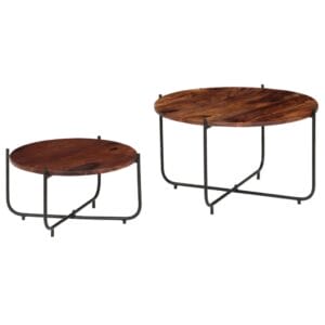 Coffee Table Set 2 Pieces Solid Sheesham Wood 60x35 cm