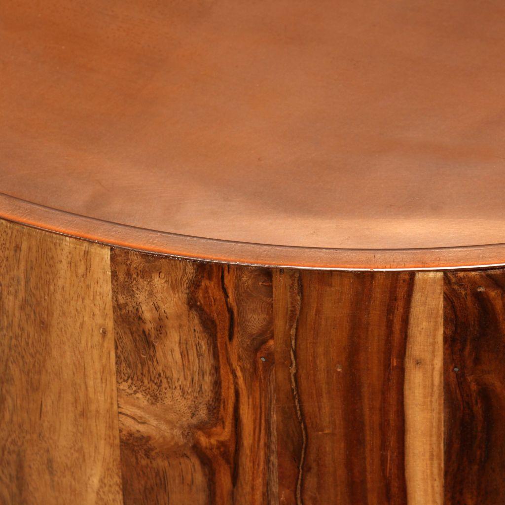 Coffee Table Solid Sheesham Wood and Steel 68 cm