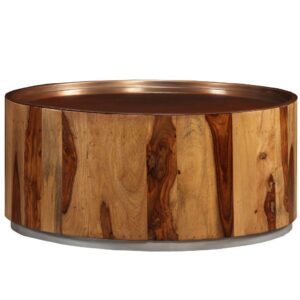Coffee Table Solid Sheesham Wood and Steel 68 cm