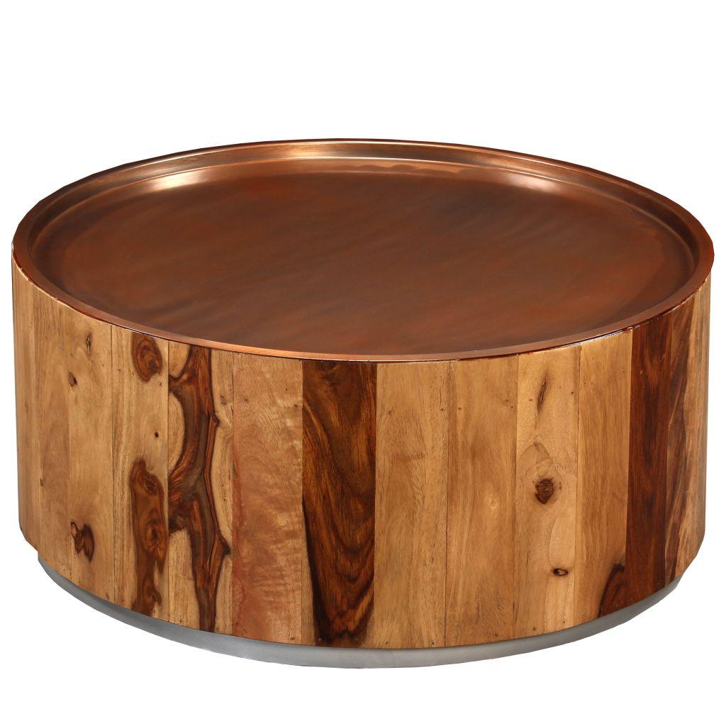 Coffee Table Solid Sheesham Wood and Steel 68 cm