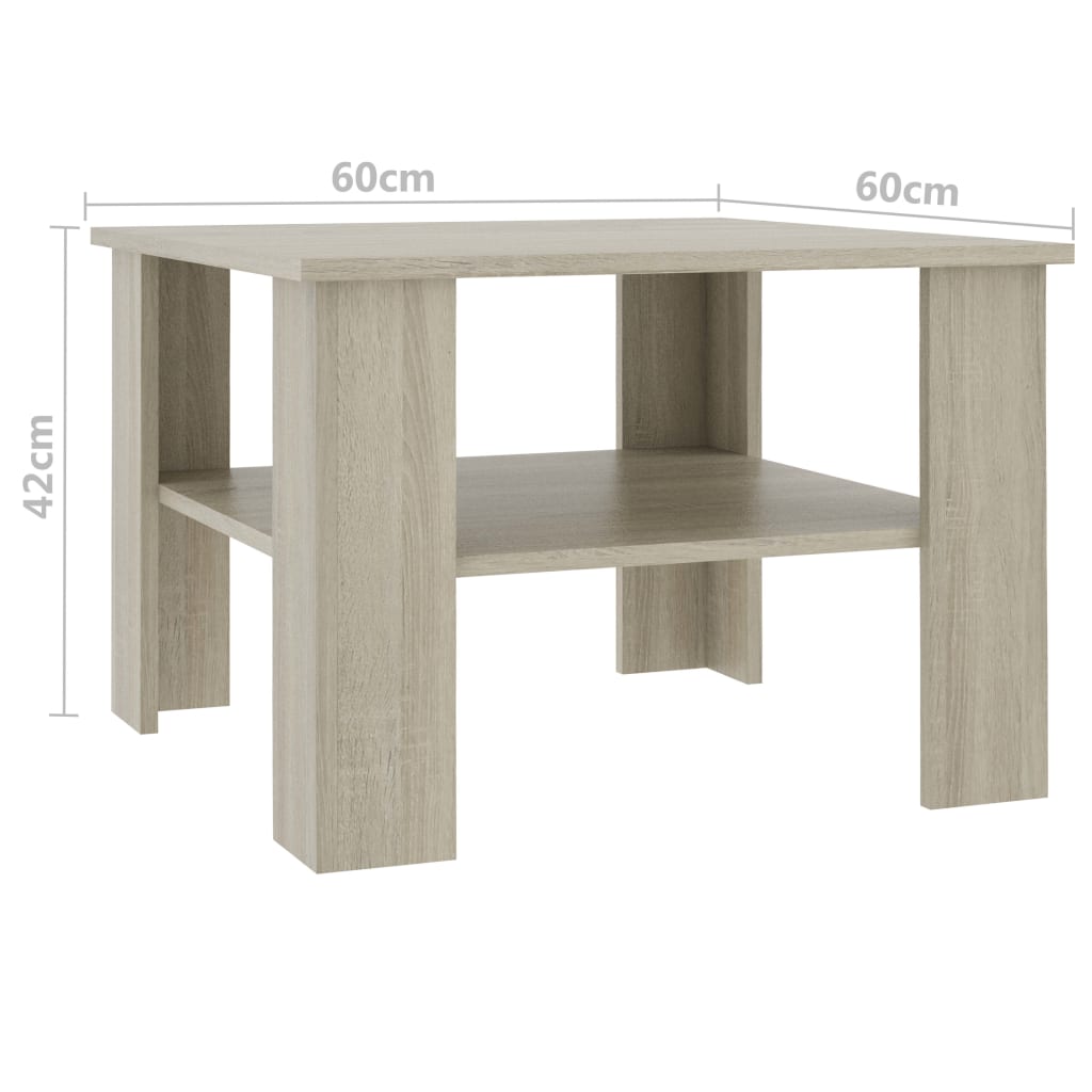 Coffee Table Sonoma Oak 60x60x42 cm Chipboard