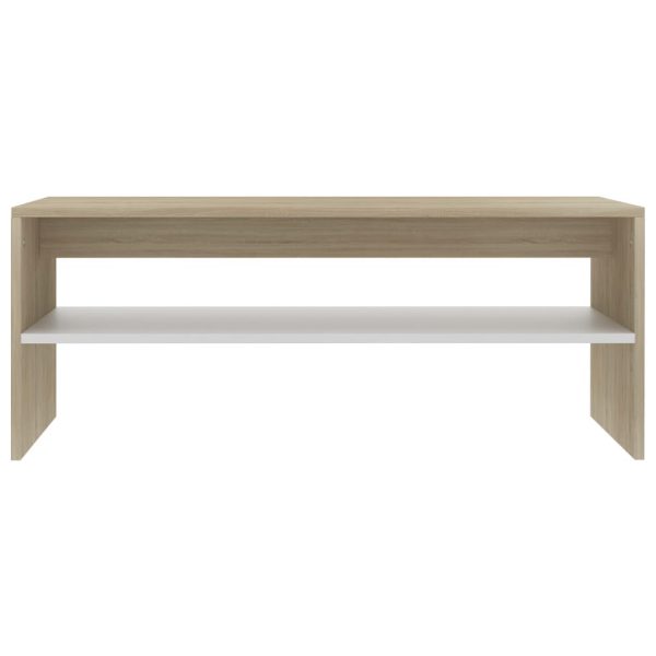 Coffee Table White and Sonoma Oak 100x40x40 cm Chipboard
