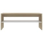 Coffee Table White and Sonoma Oak 100x40x40 cm Chipboard 4